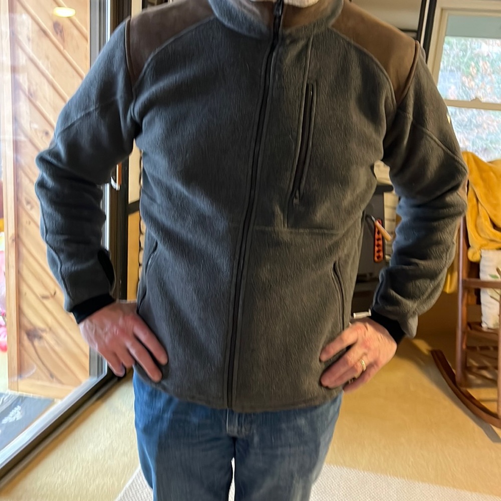 Mens Kuhl jacket size Large, color Grey with brown
